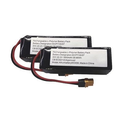 30C 6S1P Akumulator LiPo 22,2 V 1800 mAh Akumulator litowo-polimerowy Wysoka szybkość C
