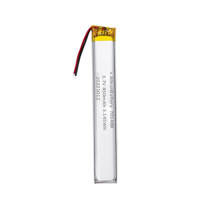 3,7 V 850 mAh 701488 Niestandardowy ultra wąski akumulator Lipo do przenośnych urządzeń medycznych