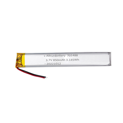 3,7 V 850 mAh 701488 Niestandardowy ultra wąski akumulator Lipo do przenośnych urządzeń medycznych