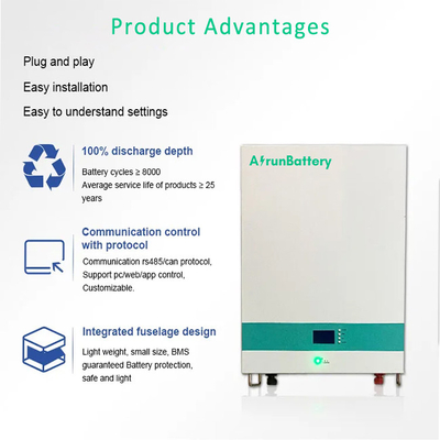 Pryzmatyczny uchwyt ścienny Lifepo4 Battery RS485 / CAN 51.2V 100ah Akumulator litowy